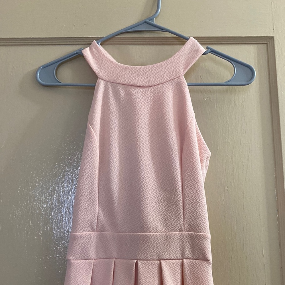 Light Pink Cross-back Bow Strap Dress